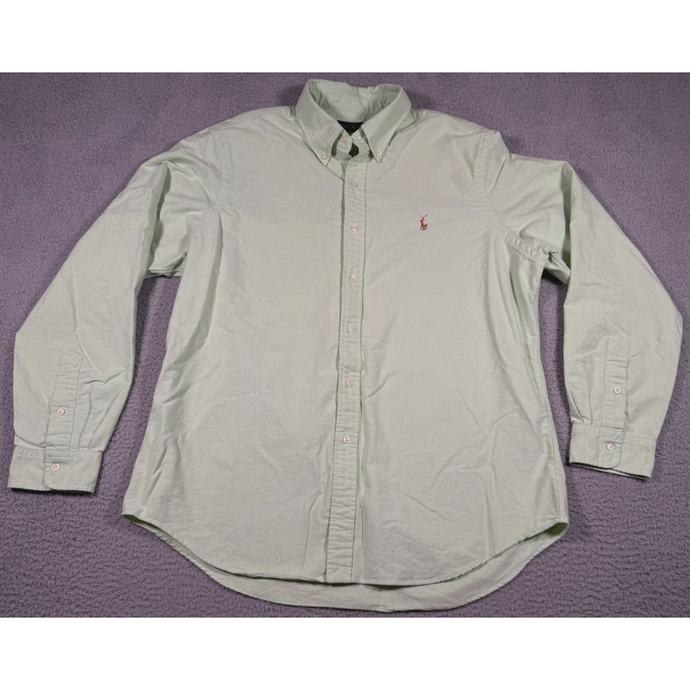 Polo Ralph‎ Lauren Shirt Mens XL Mint Green Button Down Flesh Pony Cotton